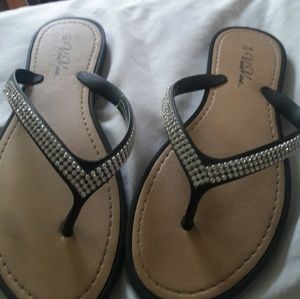 VeeVee Black Rhinestone Studded Sandals